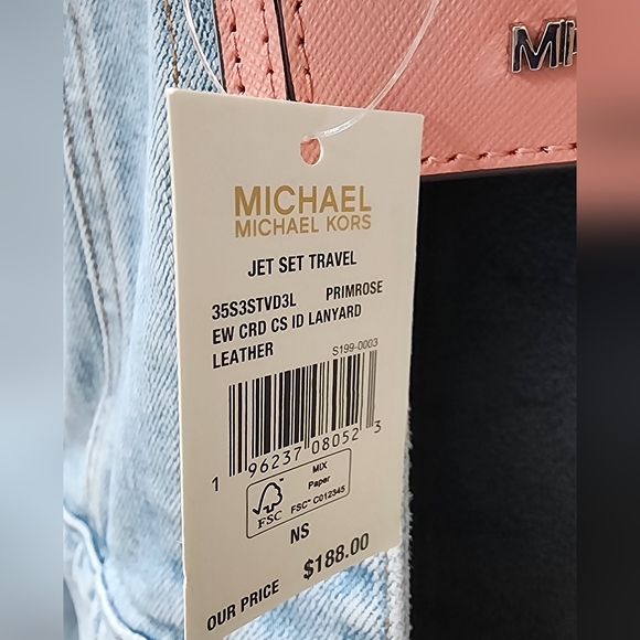 Michael Kors Lanyard Jet Set Travel Logo I.D.Card Case Necklace PRIMROSE Pink - Picture 5 of 7